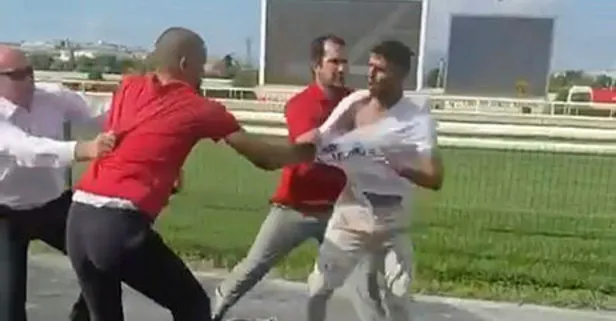 Bursa’da hipodromu karıştıran kavga! Tekme tokat birbirilerine girdiler