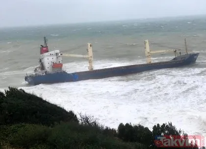 Şile’de şiddetli fırtına! Gemi karaya oturdu