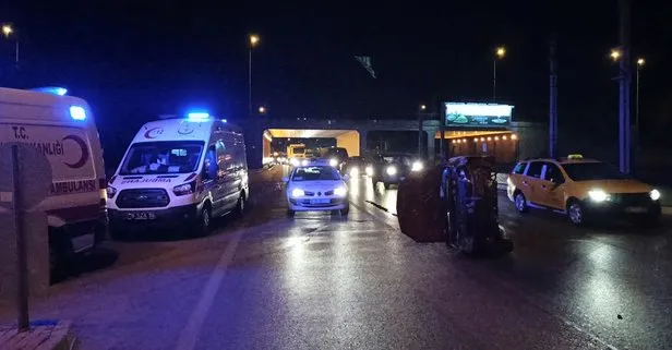 Bursa’da düz yolda giden araç takla attı! Polisler bile nasıl olduğunu anlamadı