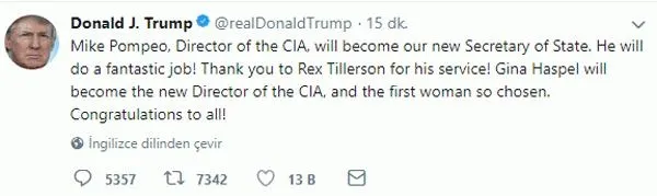 ABD Dışişleri Bakanı Tillerson görevden alındı!-1