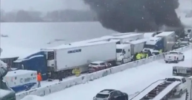ABD’de kar fırtınasında 40 araç birbirine girdi, ortalık savaş alanına döndü