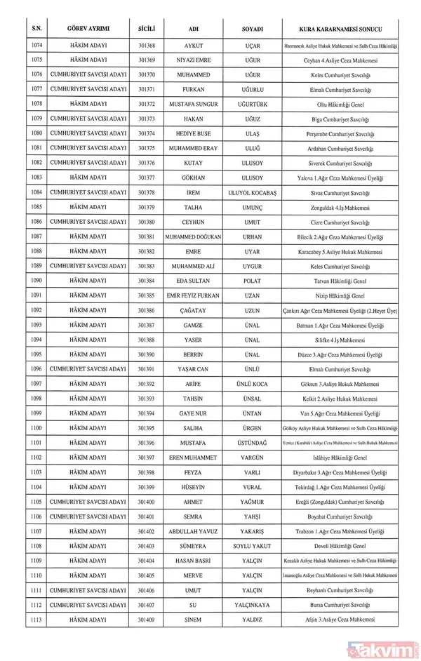 HSK atamaları Resmi Gazete'de! 1351 hakim ve savcı adayının görev yeri belli oldu - 30