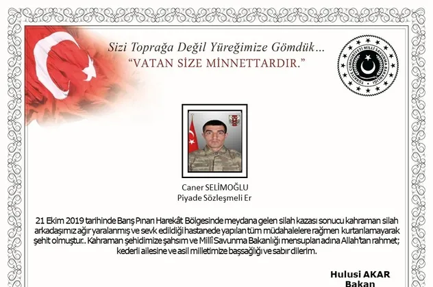 Silah kazasında yaralanan asker şehit oldu