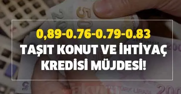 aylik kredi taksiti bin lira dustu 0 89 0 76 0 79 tasit konut ve ihtiyac kredisi mujdesi iste banka banka oranlar takvim
