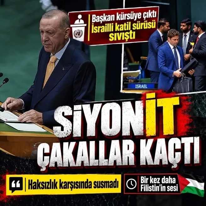 Başkan Erdoğan’ın BM konuşmasına damga vuran an! İsrail heyeti, Gazze mesajları sırasında salondan kaçtı