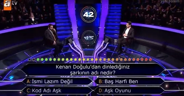 Kim Milyoner Olmak İster sorusu: Kenan Doğulu’dan dinlediğiniz şarkının adı nedir?