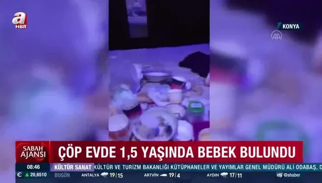 Konya'daki çöp evden 1.5 yaşında bebek çıktı