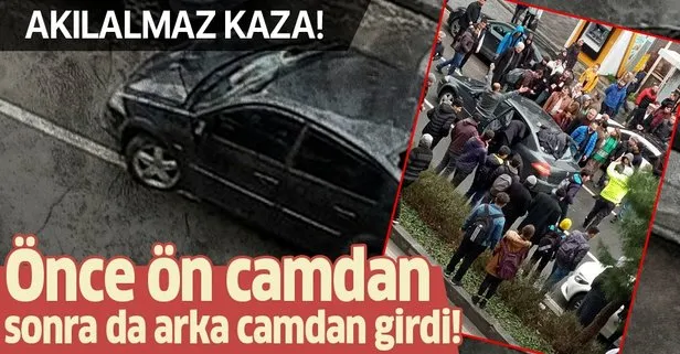 Diyarbakır’da akılalmaz kaza! Talihsiz kadın arka camdan içeriye girdi!