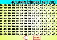 40 sayılarıyla dolu fotoğraftaki 48 sayısını bulabilir misin? 6 saniyede ancak dâhiler buluyor