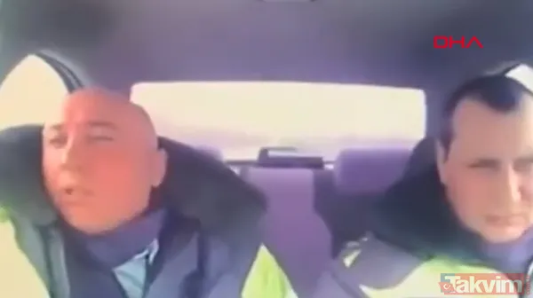 Dehşet anları! TIR devriye gezen polis aracını biçti - 1