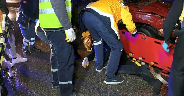 Yolda çalışma yapan işçilerin arasına daldı