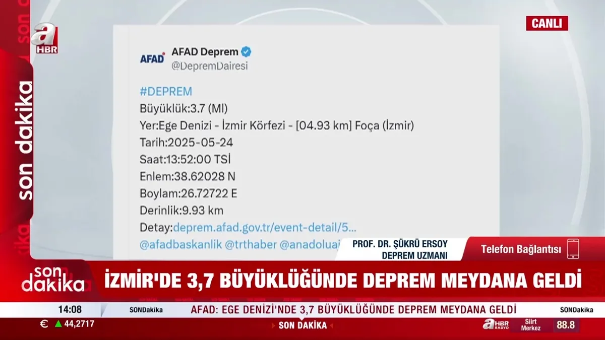 İzmir'de 3.7 büyüklüğünde deprem!