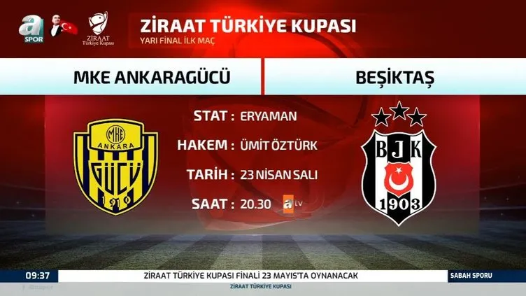 ZTK yarı final ilk maçı MKE Ankaragücü – Beşiktaş! İşte detaylar