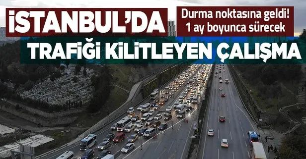 İstanbul’da trafiği kilitleyen çalışma! Maltepe’de D-100 karayolu daraltıldı kilometrelerce trafik oluştu