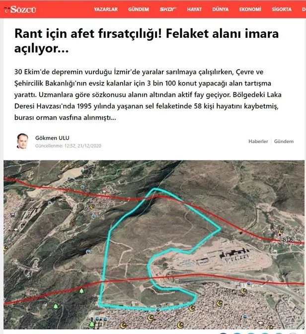 Cevre Ve Sehircilik Bakanligi Ndan Sozcu Gazetesi Nin Izmir De Aktif Fay Hatti Uzerine Konut Yapilacak Iddiasina Yalanlama Takvim