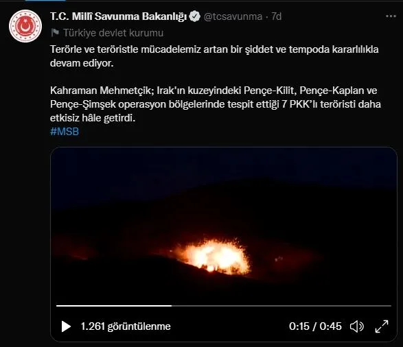 MSB açıkladı: 7 PKK’lı terörist etkisiz hale getirildi-1