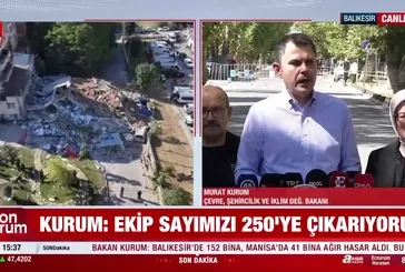Bakan Kurum 6.1'lik depremin merkez üssü Sındırgı'da