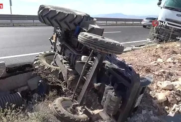 Beton mikseri traktöre çarptı: 1 yaralı