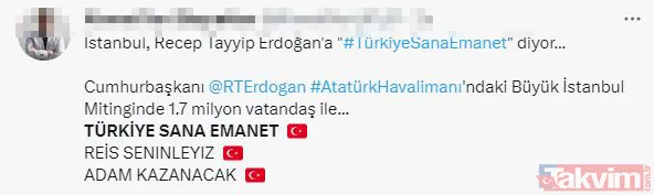 'Yüzyılın Mitingi'ne gidemeyen milyonlar sosyal medyada #TürkiyeSanaEmanet etiketinde buluştu - 5