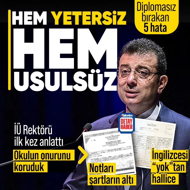 İÜ Rektörü üniversitenin onurunu koruduk deyip anlattı! Diplomayı iptal ettiren 5 hata: İmamoğlunun not ve İngilizce yeterliliği yok