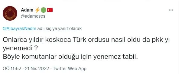 chpli-emekli-albay-dursun-cicekten-pkk-guzellemesi-pkknin-hakim-oldugu-yerde-baris-ve-huzur-hakim-1650667170913.jpg CHP'li emekli albay Dursun Çiçek'ten PKK güzellemesi: PKK'nın hakim olduğu yerde barış ve huzur hakim-4