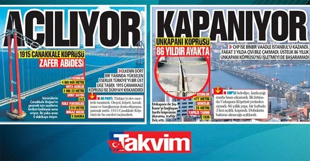 1915 Çanakkale Köprüsü ise dünyayı kıskandırırken 3 yılda çivi bile çakmayan CHP'li İBB Unkapanı Köprüsü'nde çakıldı