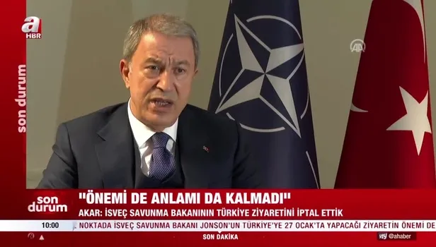 Milli Savunma Bakanı Hulusi Akar'dan flaş İsveç açıklaması: "Savunma Bakanı Pal Jonson’un 27 Ocak'taki ziyaretini iptal ettik"
