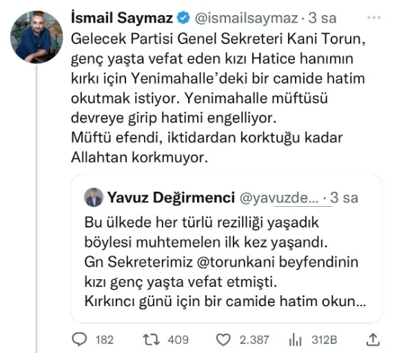 diyanetten-chp-yandasi-ismail-saymazin-camide-hatime-izin-verilmedi-algisina-yalanlama-1675185420879.jpg Düştükleri çukura bakın! Gelecek Partisi ve İsmail Saymaz'dan Diyanet'i hedef alan rezil algı: Kuyruklu yalanı satır satır deşifre ettik-3