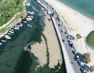 Küçükçekmece açıklarında korkutan görüntü: Adeta müsilaj adası oluştu