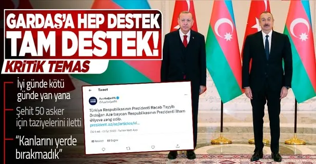 Son dakika: Başkan Erdoğan, Azerbaycan Cumhurbaşkanı Aliyev ile görüştü! Şehitler için taziye...