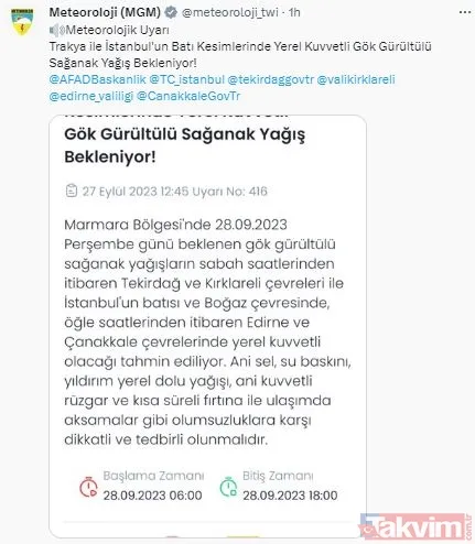 Meteoroloji'den İstanbul dahil birçok kente uyarı: Kuvvetli rüzgar ve yağış geliyor! O güne dikkat edin! 27 Eylül hava durumu raporu - 5