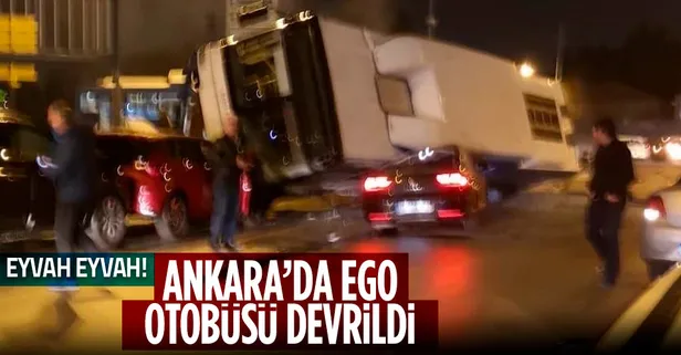 Ankara'da EGO otobüsü devrildi! Yaralılar var