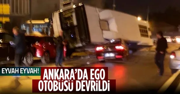 Ankara’da EGO otobüsü devrildi! Yaralılar var