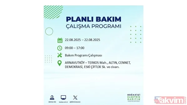İstanbul'da 19 ilçede elektrik kesintisi! BEDAŞ İLÇE İLÇE listeledi: 22 Ağustos Cuma günü 8 saat yok - 40