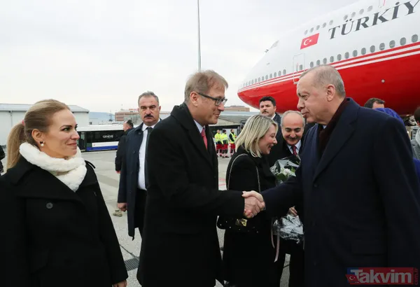 Cumhurbaşkanı Erdoğan'ı havalimanında Türkiye Bern Büyükelçisi İlhan Saygılı, Cenevre Başkonsolosu Mehmet Sait Uyanık, Birleşmiş Milletler Cenevre Ofisi...