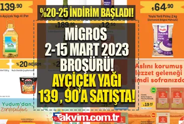 Bu hafta Ayçiçek yağı 139,90 TL’ye düştü! Migros 2-15 Mart 2023 FİYAT LİSTESİ! Migros’ta %20-25’lik indirim! Pirinç, makarna, bulgur...