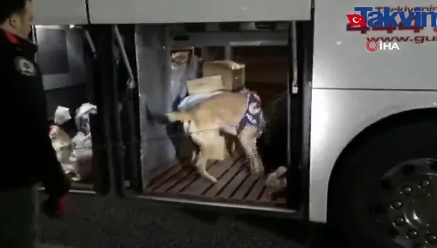 Yolcu otobüsünde yapılan aramada 3 kilo 400 gram uyuşturucu ele geçirildi