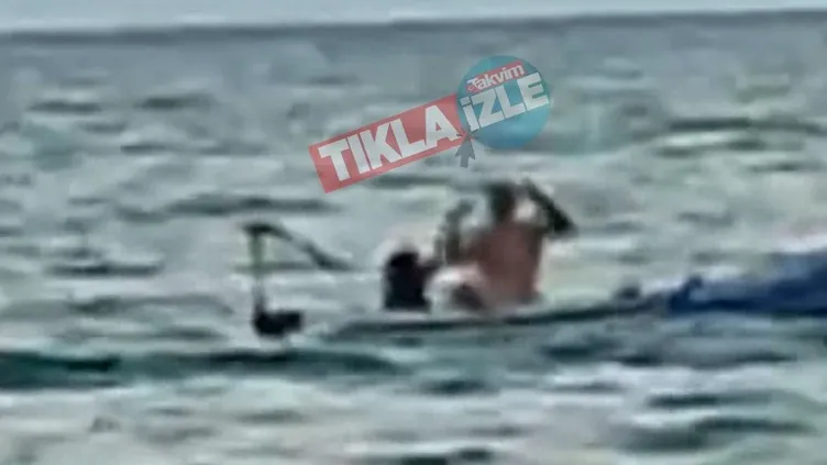 Şile Ağlayankayalar'da denizin ortasında kadına şiddet kamerada! Acımasızca dövdü!