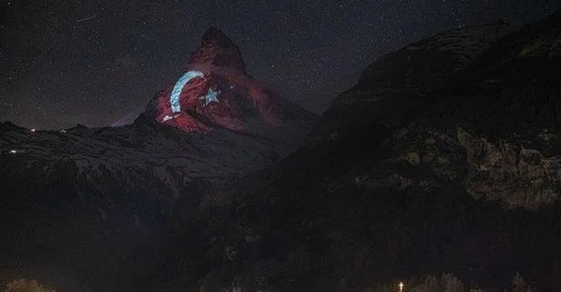 İsviçre’den Türkiye’ye anlamlı destek: Matterhorn Dağına Türk bayrağı silüeti yansıtıldı