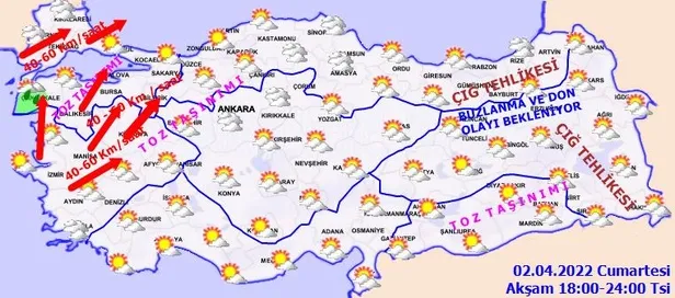 Toz taşınımı ve fırtınaya dikkat! Meteoroloji uyardı: Çamur şeklinde yağabilir! (2 Nisan hava durumu)-4