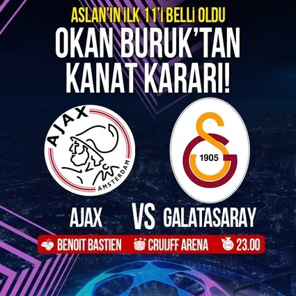 Galatasaray'ın Ajax maçı 11'i belli oldu!