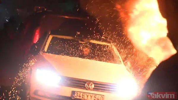 İstanbul'da korku dolu anlar! Sokak ortasında alev alev yandı: Arabasına atlayan kaçtı - 5