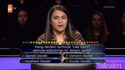 Kim Milyoner Olmak İster yarışmasında dikkat çeken Osmanlı Devleti sorusu: Lale Devri dönemi...