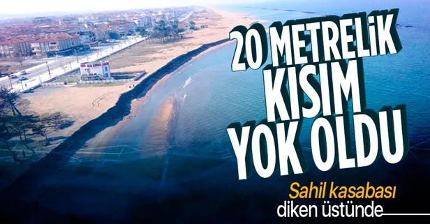 Sakarya Karasu'da korkutan manzara! Dev dalgalar 20 metrelik kısımda aşınmaya neden oldu