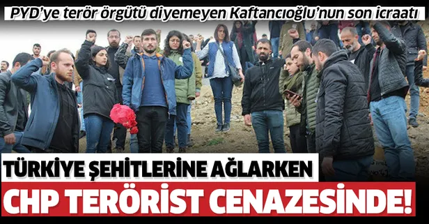 Türkiye İdlib şehitlerine ağlarken CHP'li yöneticiler terörist cenazesinde!