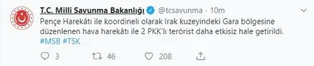Irak'ın kuzeyine hava harekatı: 2 PKK'lı terörist etkisiz hale getirildi-1