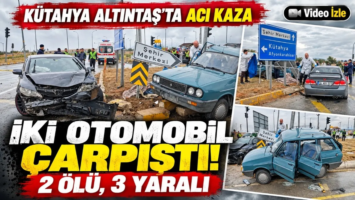 Kütahya'da acı kaza: 2 kişi hayatını kaybetti, 3 kişi yaralandı | Kaza anına ilişkin görüntüler