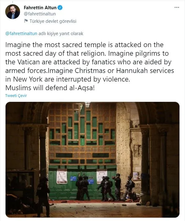 İletişim Başkanı Fahrettin Altun Filistin için dünyaya seslendi: ''Bir devlet düşünün...'' - 3