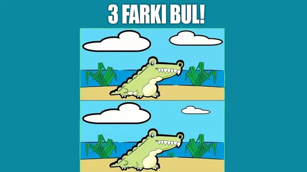 Timsah resmindeki 3 farkı bulabilir misin? Zekası çok iyi derecede olanlar anında buluyor