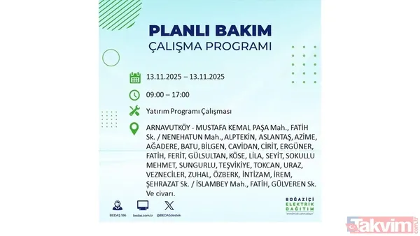 Mahallen listede olabilir! İstanbul'da büyük elektrik kesintisi: BEDAŞ 13 Kasım için saat verdi - 2